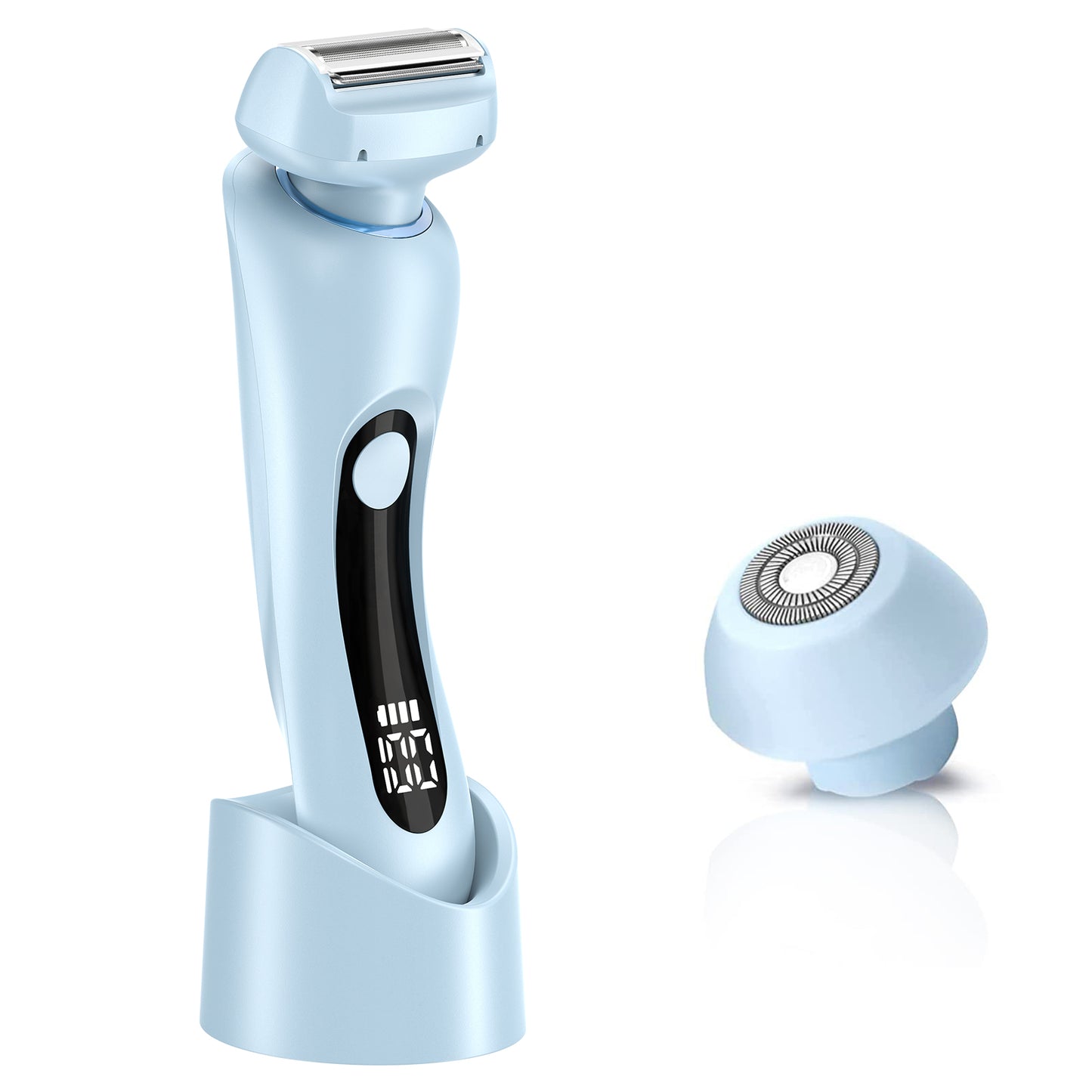 Electric Razors Shaver for Women for Legs, 2 in 1 Bikini Trimmer With Stand for Women Underarm Pubic Hairs, Rechargeable & IPX7 Waterproof Womens Shaver Cordless with Detachable Head, Wet Dry Use