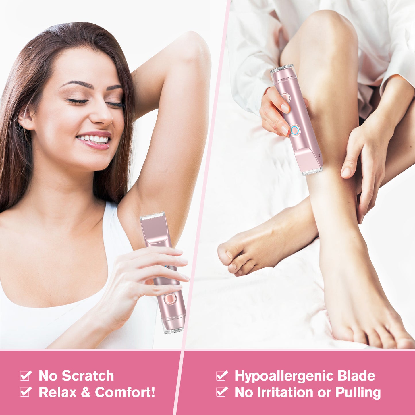 Waterproof for Underarm Leg Face Arm Pubic Area, Wet/Dry Use(Rose Gold)