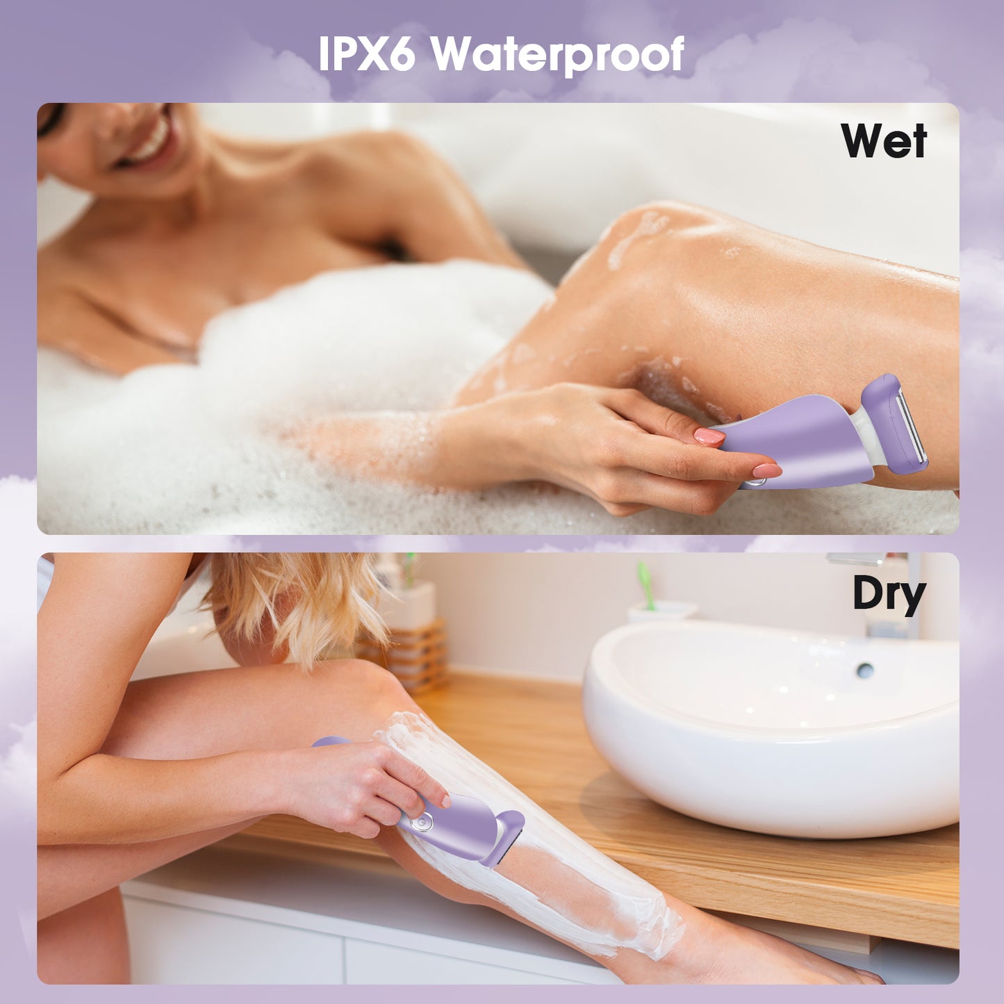 Electric Shaver for Women, Rechargeable Bikini Trimmer, Women's Electric Razor with LCD Display & LED Light, Electric Razor for Women Pubic Hair, Legs, Underarms, Arm, Face