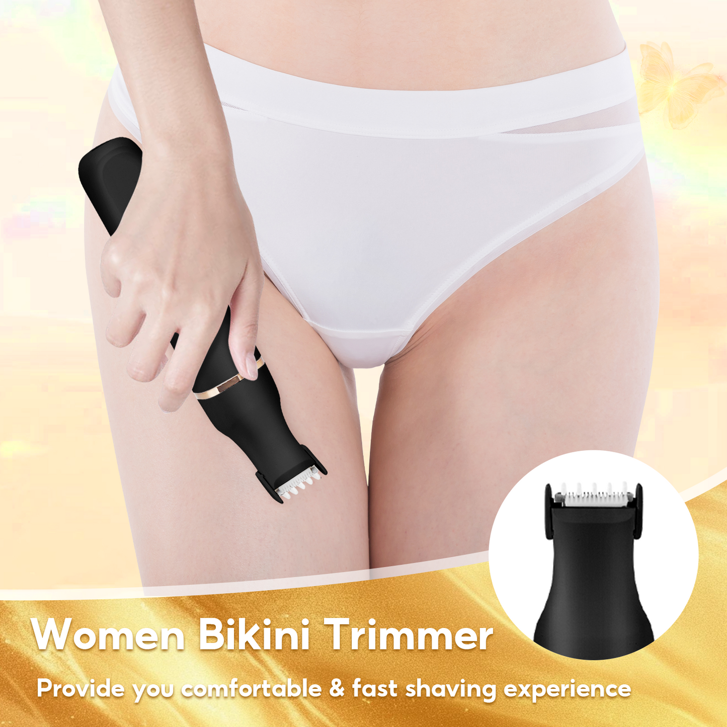 5-in-1 Electric Razors for Women, Women's Electric Shaver with Ceramic Blade & USB Charge Dock, Rechargeable Bikini Trimmer for Face Nose Underarm Arm Legs, Wet & Dry, Detachable Head (Black)