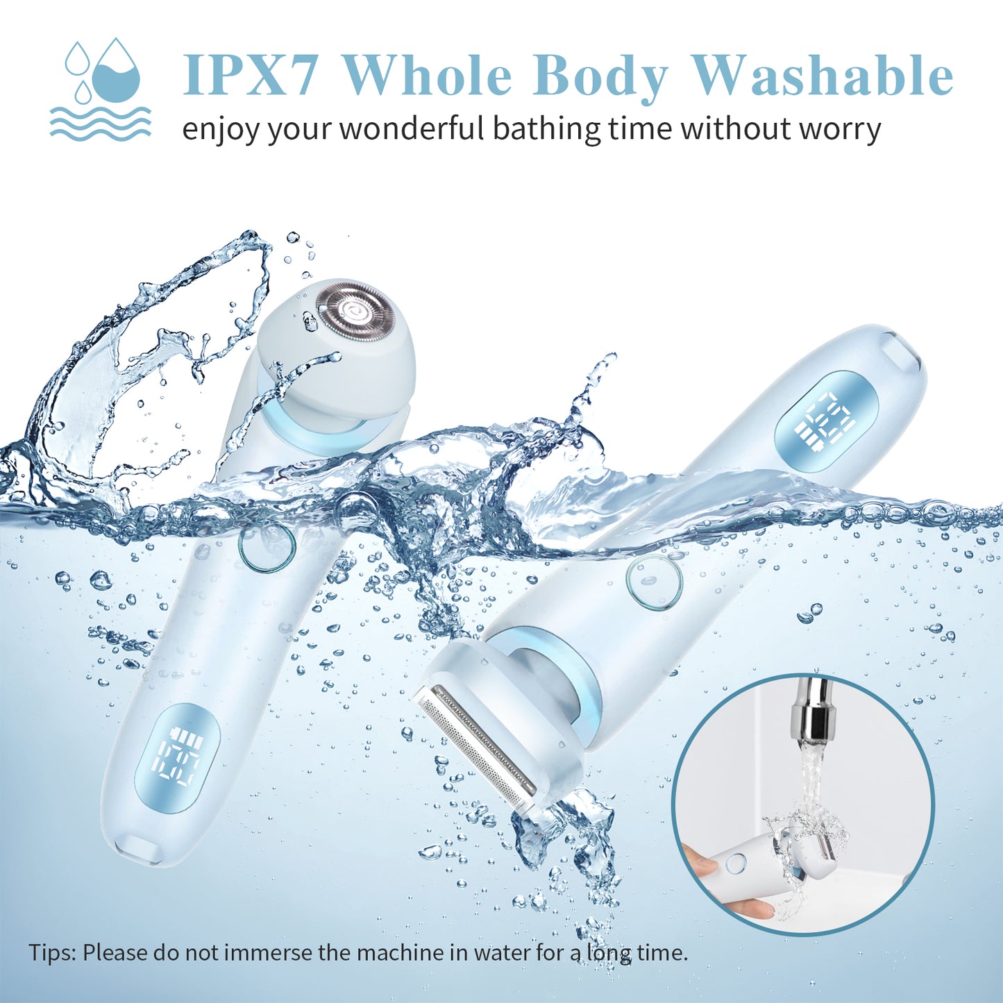 Electric Razors Shaver for Women – 2-in-1 Cordless Bikini Trimmer (Ocean Blue)