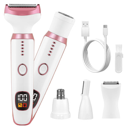 Electric Shaver for Women, 5-in-1 Painless Electric Razors for Womens Legs Underarm Face Nose Pubic Area, Rechargeable Bikini Trimmer With Detachable Head,Cordless Facial Hair Remover, Dry Use