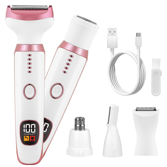 Electric Shaver for Women, 5-in-1 Painless Electric Razors for Womens Legs Underarm Face Nose Pubic Area, Rechargeable Bikini Trimmer With Detachable Head,Cordless Facial Hair Remover, Dry Use