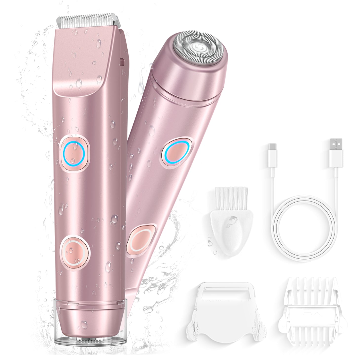Waterproof for Underarm Leg Face Arm Pubic Area, Wet/Dry Use(Rose Gold)