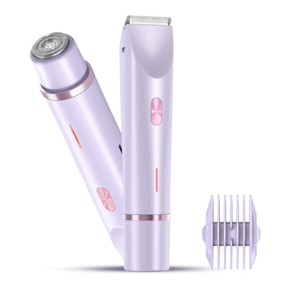 Bikini Trimmer for Women, Dual-Head Women's Electric Shaver with Ceramic Blades, 2-in-1 Electric Razors for Women's Pubic Hair, Legs/Arms/Underarms/Face, IPX7 Waterproof Wet & Dry Use