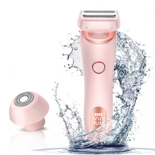 2-in-1 Electric Razor for Women – Cordless Face, Body & Bikini Trimmer (Pink, Waterproof)