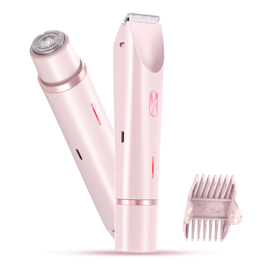 Bikini Trimmer for Women, Dual-Head Women's Electric Shaver with Ceramic Blades, 2-in-1 Electric Razors for Women's Pubic Hair, Legs/Arms/Underarms/Face, IPX7 Waterproof Wet & Dry Use