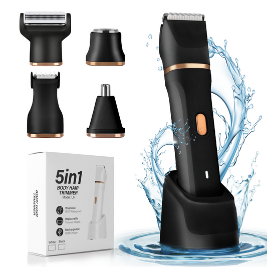 5-in-1 Electric Razors for Women, Women's Electric Shaver with Ceramic Blade & USB Charge Dock, Rechargeable Bikini Trimmer for Face Nose Underarm Arm Legs, Wet & Dry, Detachable Head (Black)