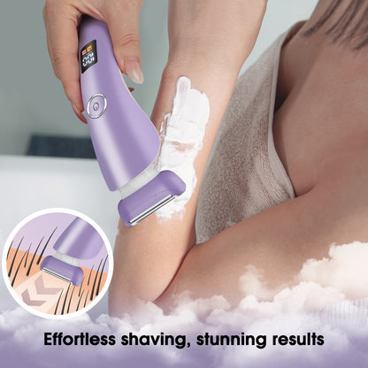 Electric Shaver for Women, Rechargeable Bikini Trimmer, Women's Electric Razor with LCD Display & LED Light, Electric Razor for Women Pubic Hair, Legs, Underarms, Arm, Face