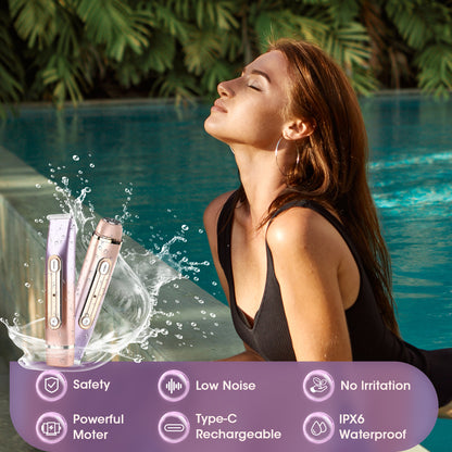 Bikini Trimmer for Women,Electric Shaver with 2 in 1 Dual Head for Pubic Hair, Womens Razor for Bikini Underarm Legs Body Face, USB Rechargeable, Easy Cleaning Waterproof Wet & Dry (Pink)