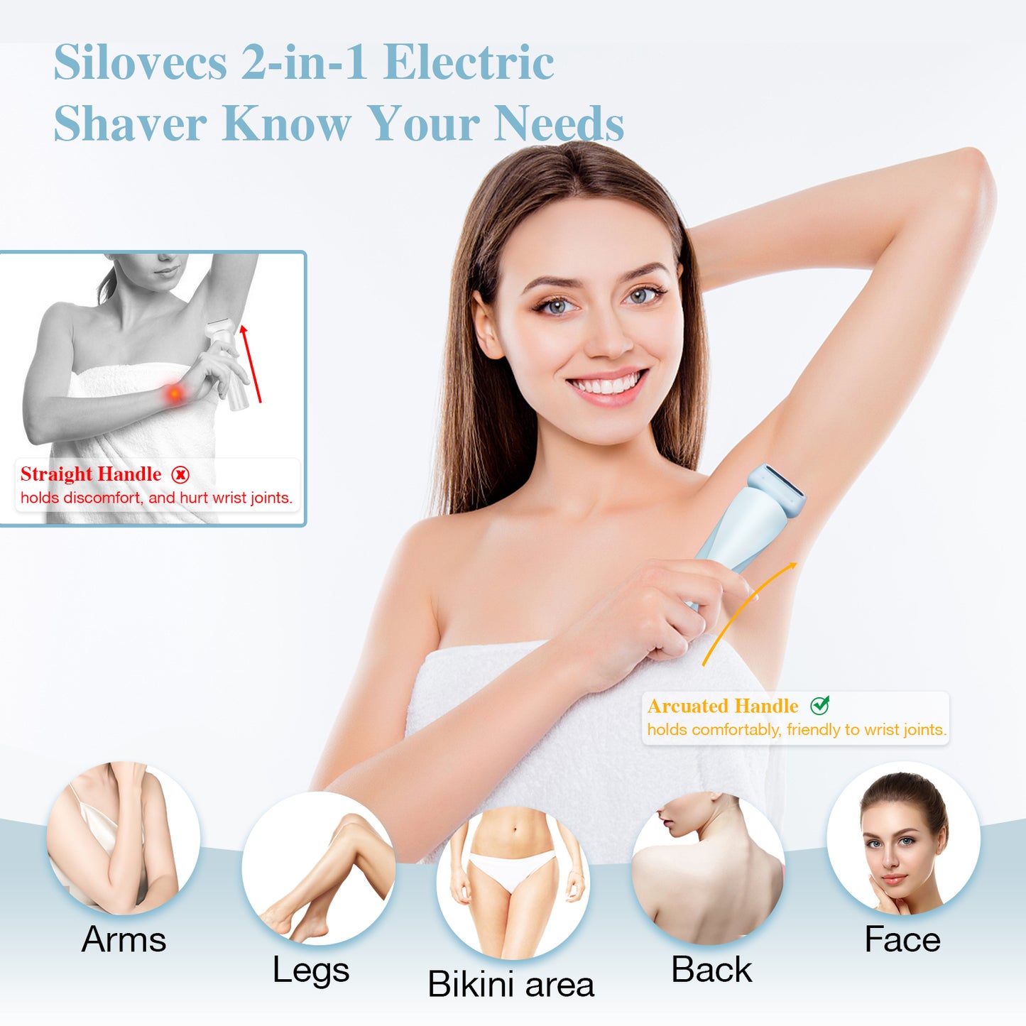 Electric Razors Shaver for Women – 2-in-1 Cordless Bikini Trimmer (Ocean Blue)