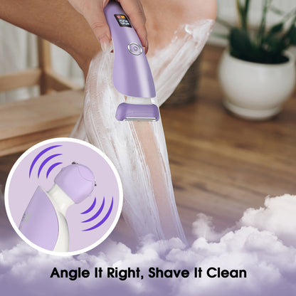 Electric Shaver for Women, Rechargeable Bikini Trimmer, Women's Electric Razor with LCD Display & LED Light, Electric Razor for Women Pubic Hair, Legs, Underarms, Arm, Face
