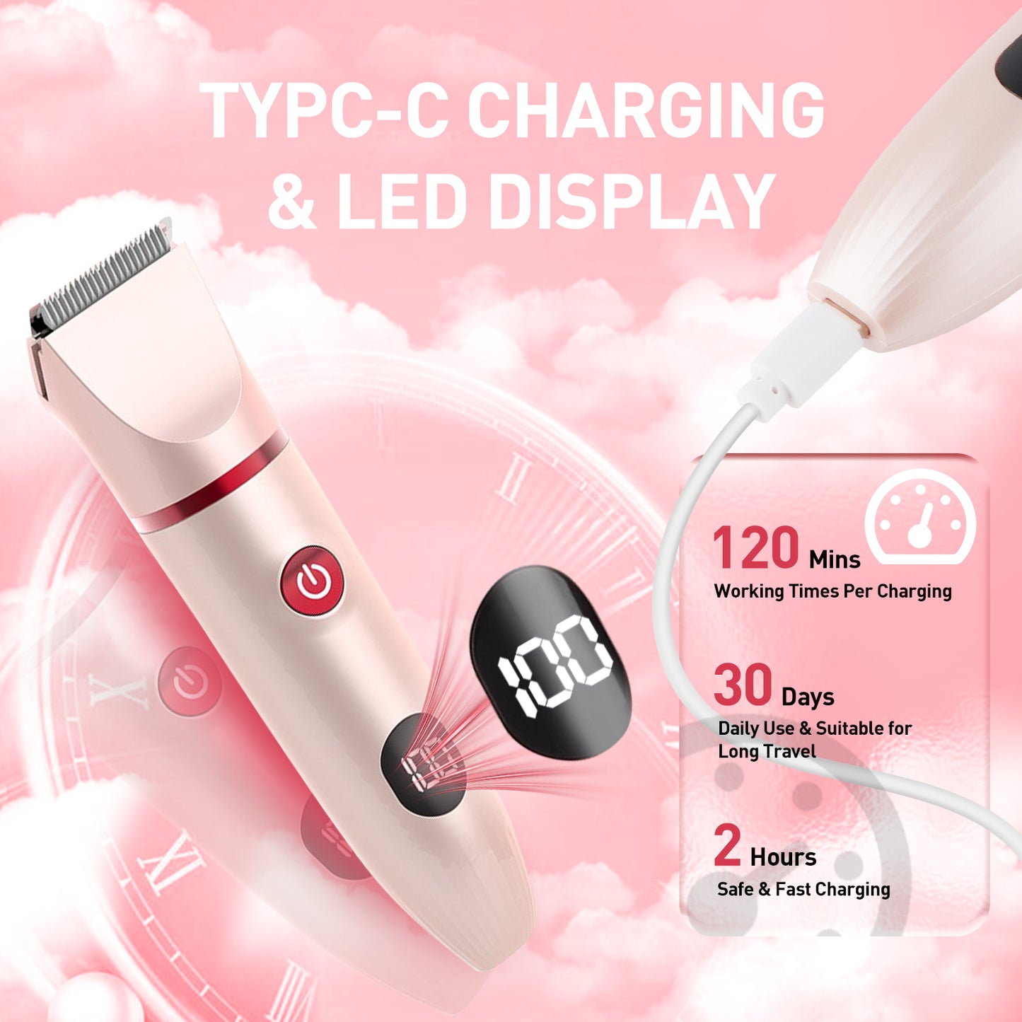 3-in-1 Electric Bikini Trimmer for Women – Ceramic Blades, Wet & Dry Use