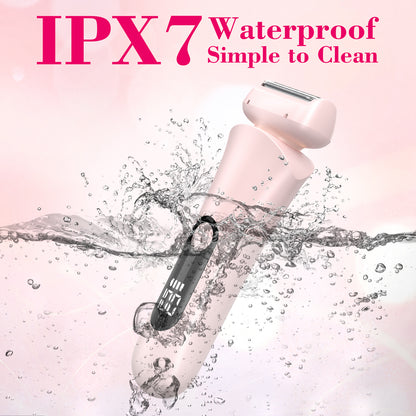 Electric Razors Shaver for Women for Legs, 2 in 1 Bikini Trimmer With Stand for Women Underarm Pubic Hairs, Rechargeable & IPX7 Waterproof Womens Shaver Cordless with Detachable Head, Wet Dry Use(Pink)