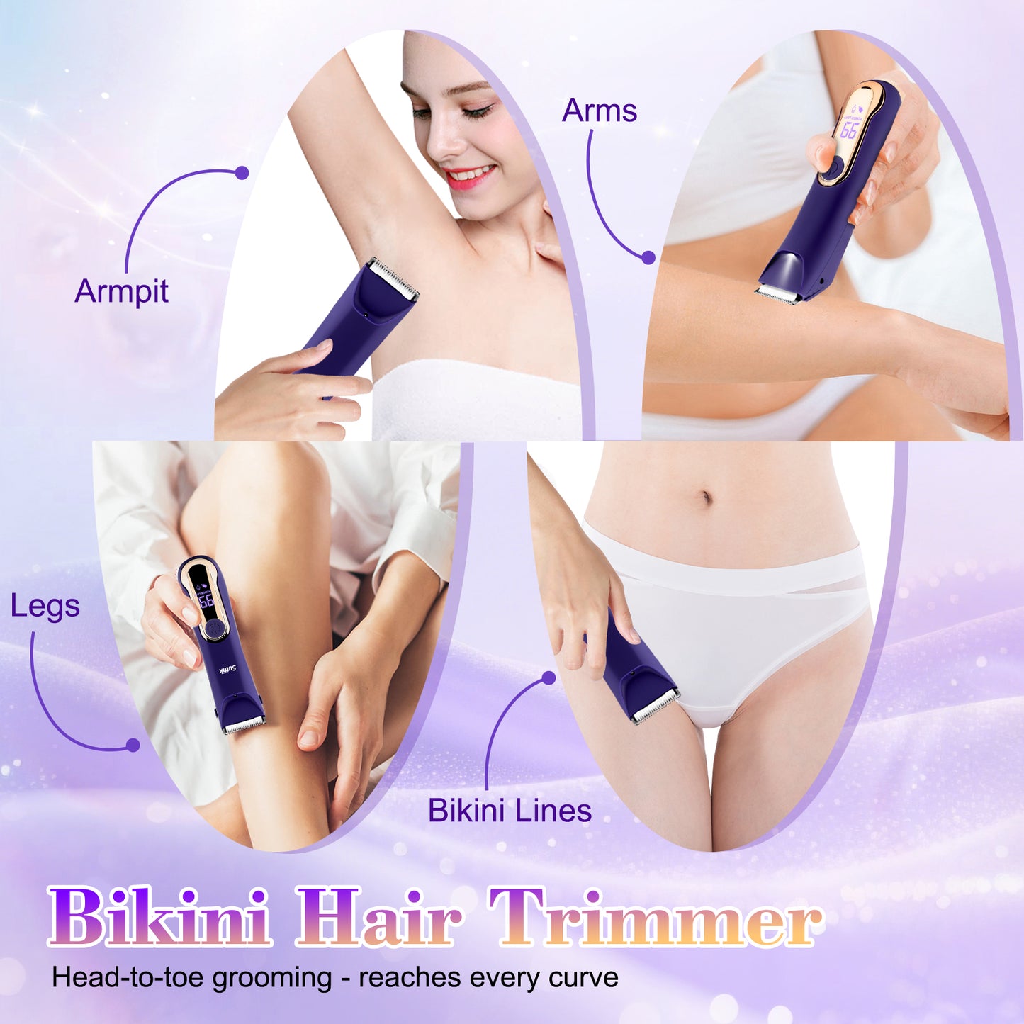 Women's Bikini Trimmer – Painless Electric Razor with LED Light & USB Charging Dock