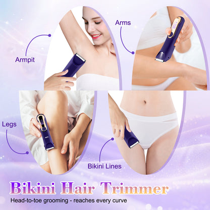 Women's Bikini Trimmer – Painless Electric Razor with LED Light & USB Charging Dock