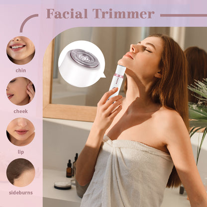 Electric Shaver for Women, 5-in-1 Painless Electric Razors for Womens Legs Underarm Face Nose Pubic Area, Rechargeable Bikini Trimmer With Detachable Head,Cordless Facial Hair Remover, Dry Use