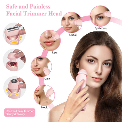 2-in-1 Electric Razor for Women – Cordless Face, Body & Bikini Trimmer (Pink, Waterproof)