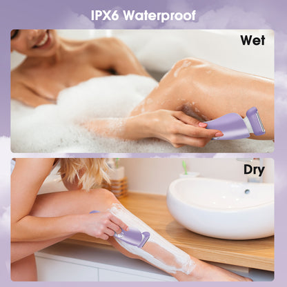 Electric Shaver for Women, Rechargeable Bikini Trimmer, Women's Electric Razor with LCD Display & LED Light, Electric Razor for Women Pubic Hair, Legs, Underarms, Arm, Face