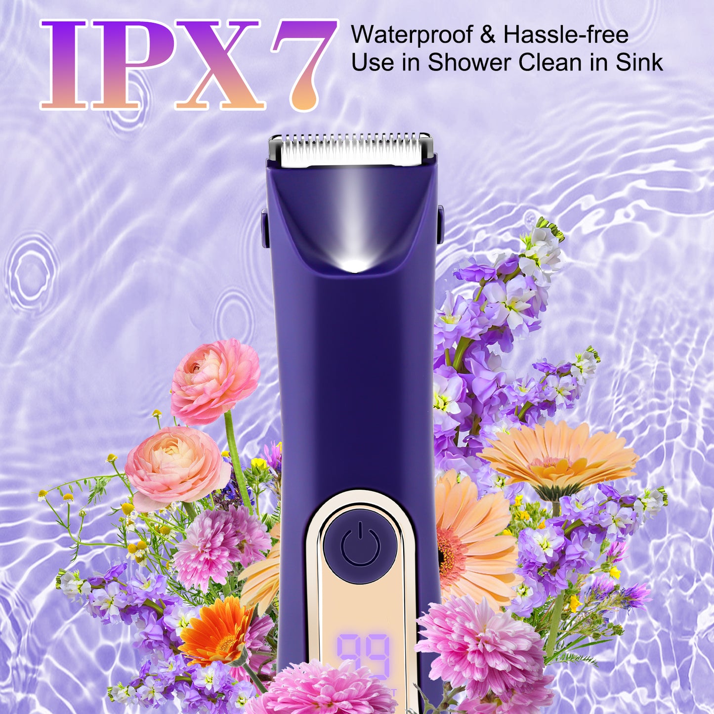 Women's Bikini Trimmer – Painless Electric Razor with LED Light & USB Charging Dock