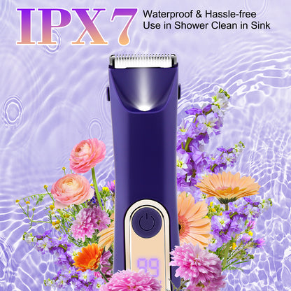 Women's Bikini Trimmer – Painless Electric Razor with LED Light & USB Charging Dock