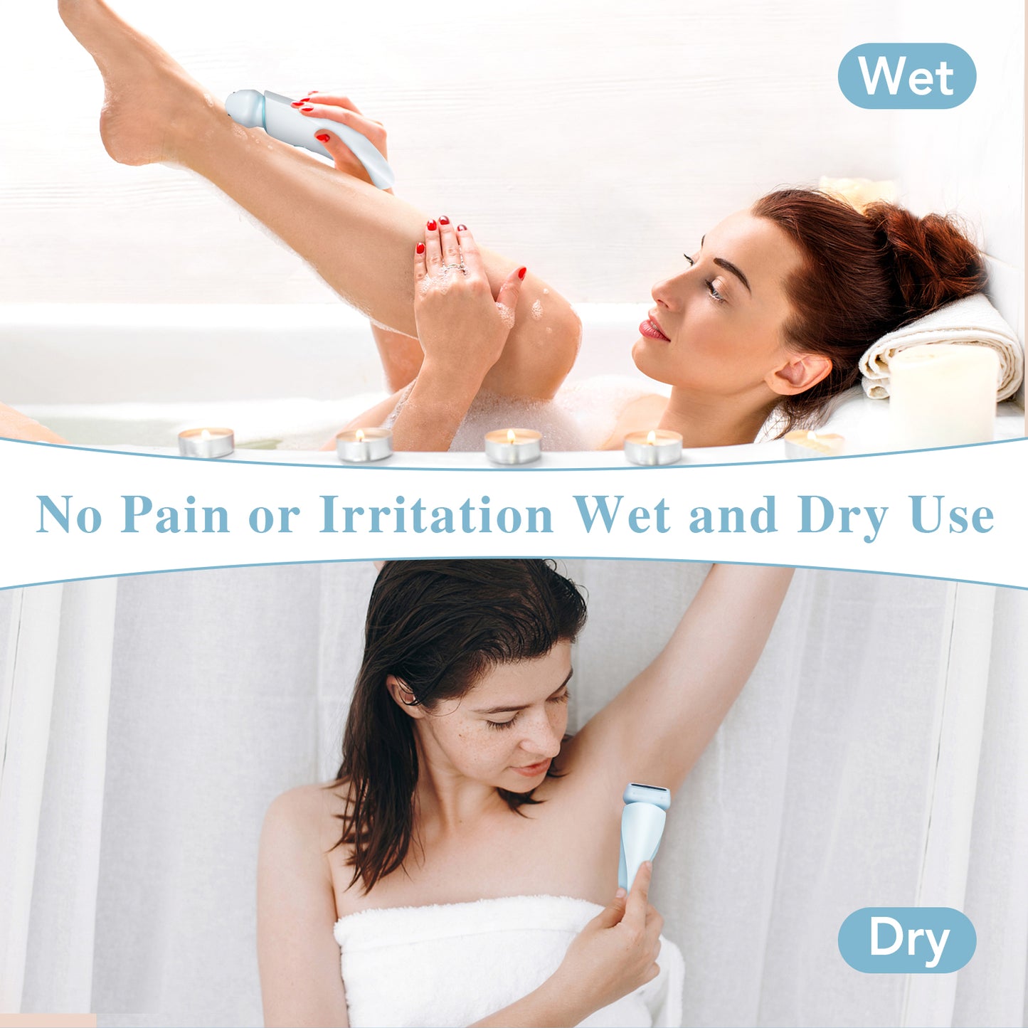 Electric Razors Shaver for Women – 2-in-1 Cordless Bikini Trimmer (Ocean Blue)