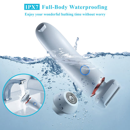 Electric Razors for Women for Legs, 2 in 1 Womens Electric Shaver Razor Wet Dry Use for Arm Face Pubic Area, IPX7 Waterproof Cordless Hair Remover Bikini Trimmer with Detachable Head