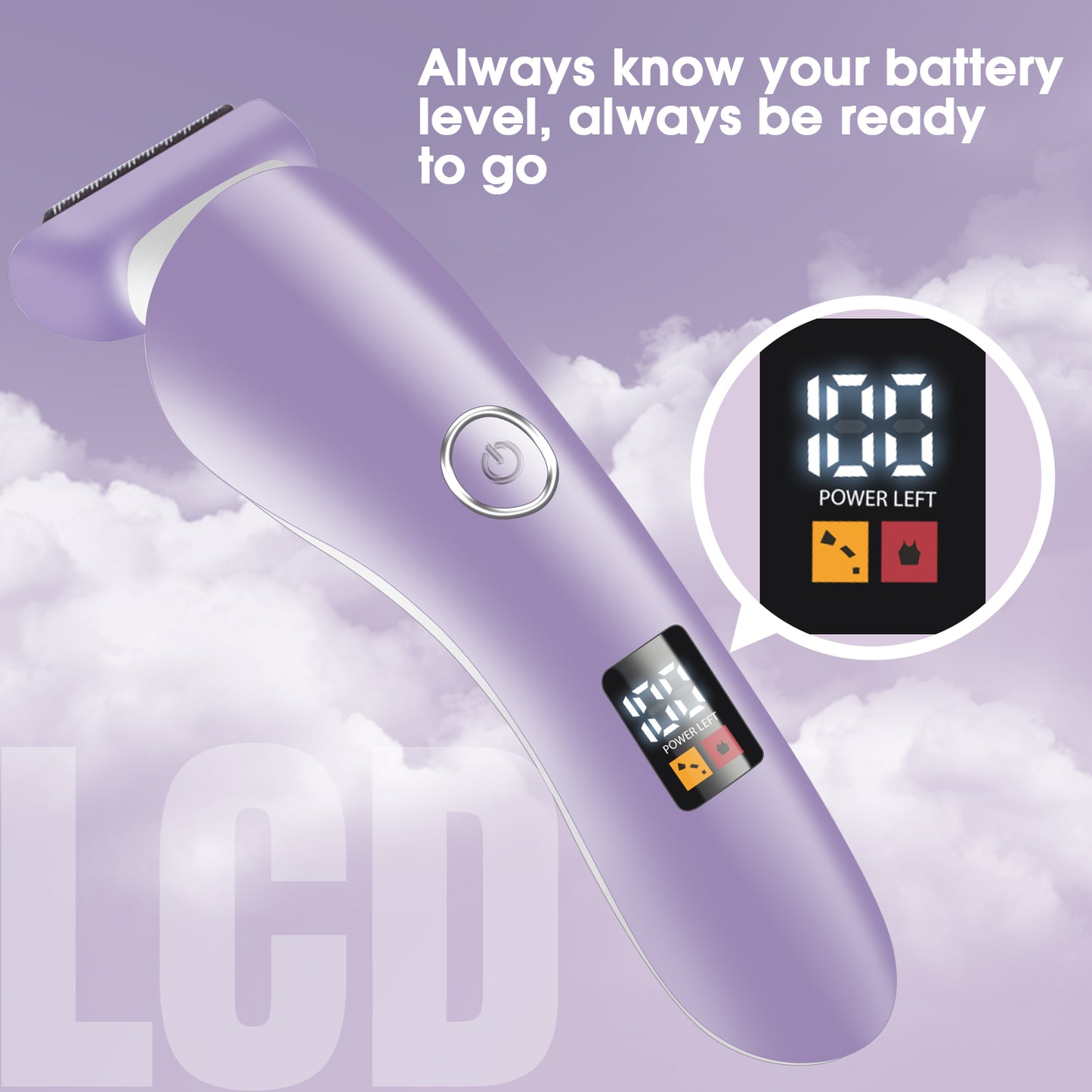 Electric Shaver for Women, Rechargeable Bikini Trimmer, Women's Electric Razor with LCD Display & LED Light, Electric Razor for Women Pubic Hair, Legs, Underarms, Arm, Face