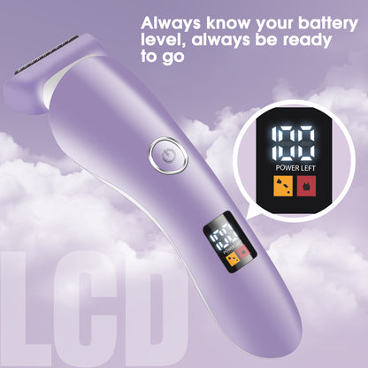Electric Shaver for Women, Rechargeable Bikini Trimmer, Women's Electric Razor with LCD Display & LED Light, Electric Razor for Women Pubic Hair, Legs, Underarms, Arm, Face