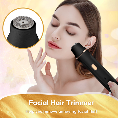 5-in-1 Electric Razors for Women, Women's Electric Shaver with Ceramic Blade & USB Charge Dock, Rechargeable Bikini Trimmer for Face Nose Underarm Arm Legs, Wet & Dry, Detachable Head (Black)