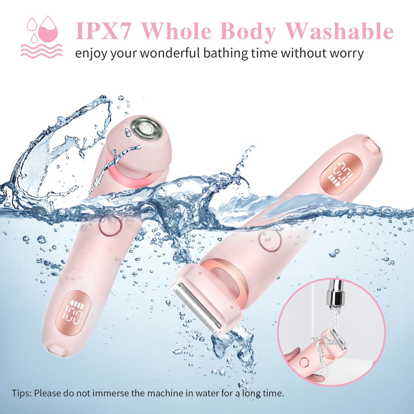 2-in-1 Electric Razor for Women – Cordless Face, Body & Bikini Trimmer (Pink, Waterproof)