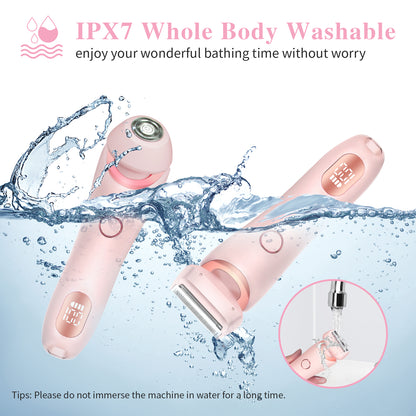 2-in-1 Electric Razor for Women – Cordless Face, Body & Bikini Trimmer (Pink, Waterproof)
