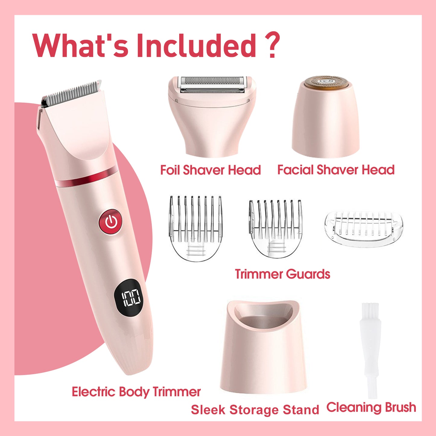3-in-1 Electric Bikini Trimmer for Women – Ceramic Blades, Wet & Dry Use