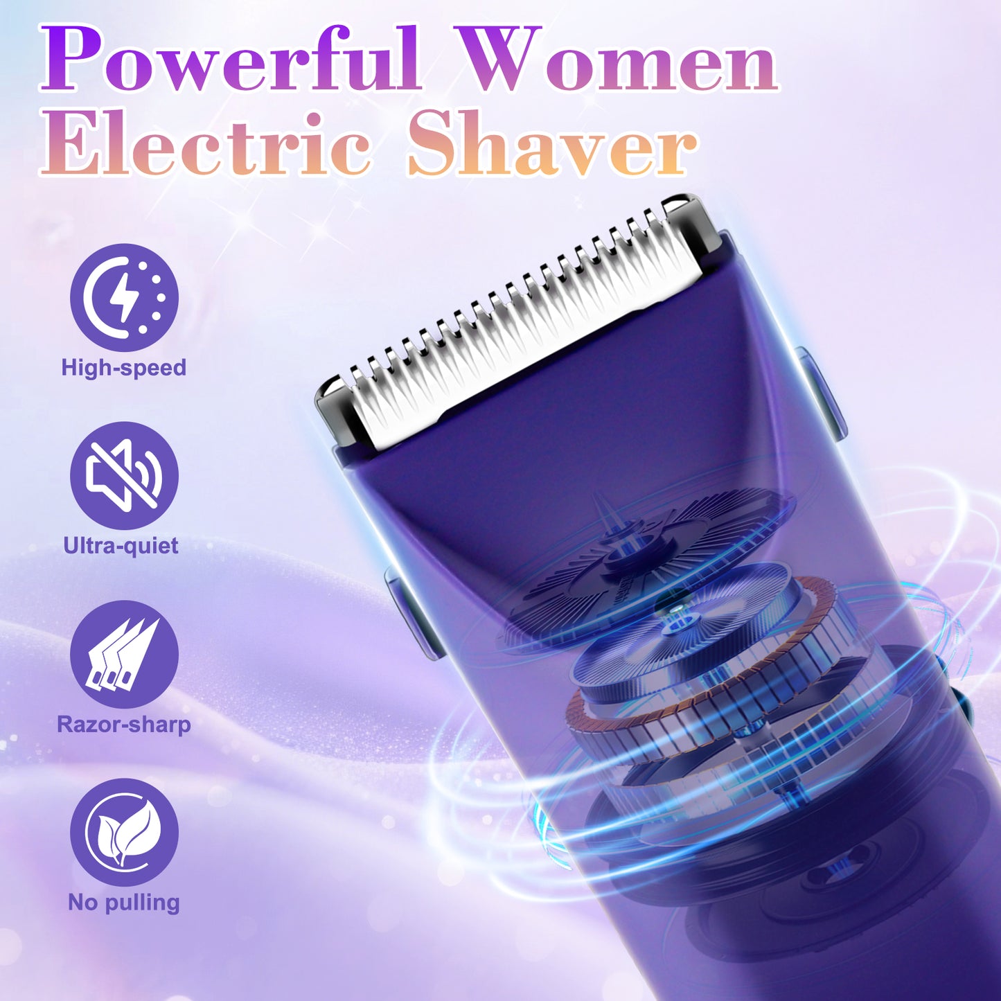 Women's Bikini Trimmer – Painless Electric Razor with LED Light & USB Charging Dock