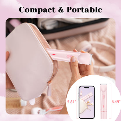Bikini Trimmer for Women, Dual-Head Women's Electric Shaver with Ceramic Blades, 2-in-1 Electric Razors for Women's Pubic Hair, Legs/Arms/Underarms/Face, IPX7 Waterproof Wet & Dry Use